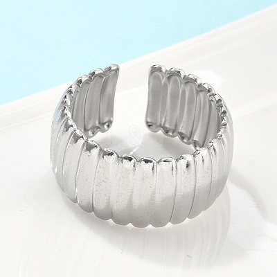 304 Stainless Steel Open Cuff Ring for Women X-RJEW-U014-05P-1