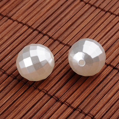 Faceted Round Acrylic Imitation Pearl Beads X-OACR-O002-2681-1
