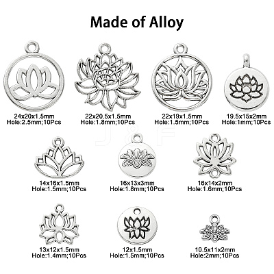 100Pcs 10 Styles Tibetan Style Alloy Charms TIBEP-CJ0002-34-1