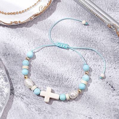 Nylon Thread Braided Bead Bracelets for Women BJEW-JB11357-1