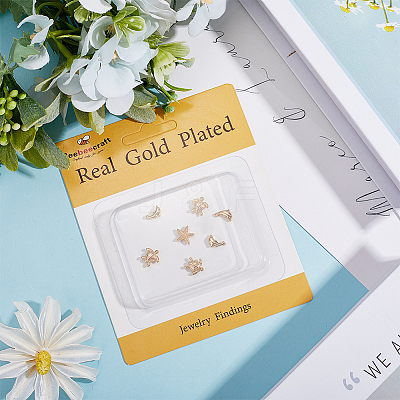 12Pcs 3 Styles Rack Plating Brass Beads KK-BBC0014-35-1