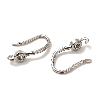Rack Plating Brass Micro Pave Clear Cubic Zirconia Earring Hooks KK-A231-09P-1