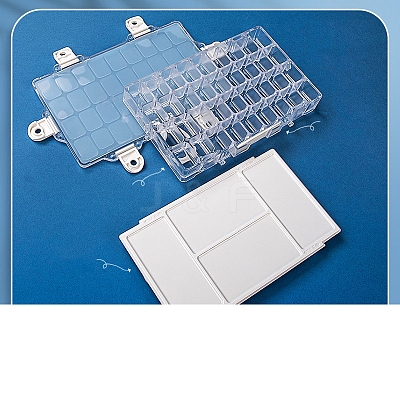 Rectangle Plastic Watercolor Paints Tins Box PW-WGBD751-02-1