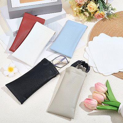 5Pcs 5 Colors Rectangle PU Leather Eyelasses Case AJEW-CN0005-63-1