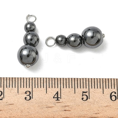 Synthetic Non-magnetic Hematite Round Beaded Pendants PALLOY-JF02867-05-1