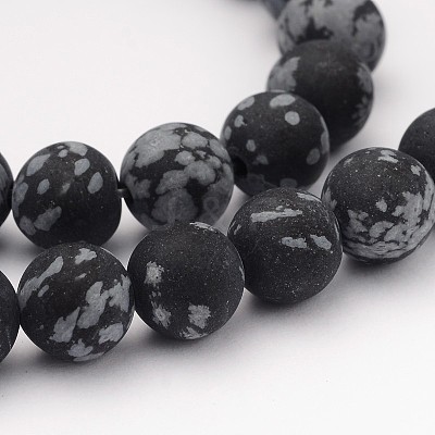 Natural Snowflake Obsidian Gemstone Beads G-J338-03-8mm-1
