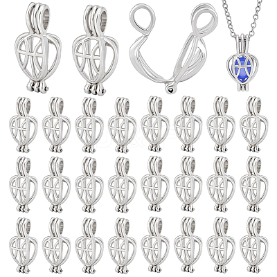 30Pcs Alloy Hollow Teardrop Bead Cage Pendants KK-PH0014-16-1