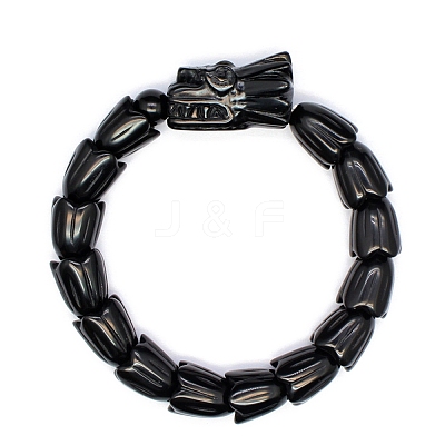 Natural Obsidian Beads Stretch Bracelets for Men PW-WG4D073-03-1