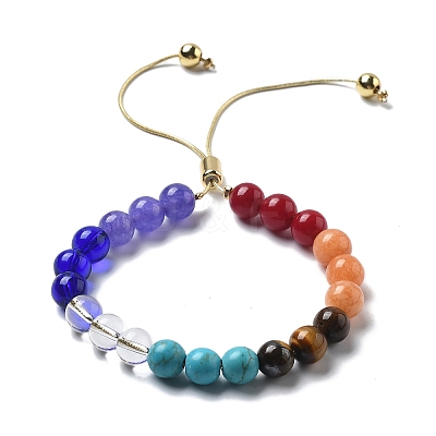 Long-Lasting Plated Brass Beads Slider Bracelets for Women BJEW-K268-01G-1