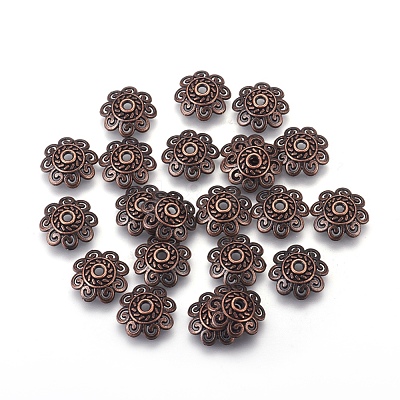 Tibetan Style Alloy Bead Caps X-TIBEB-00955-R-NR-1
