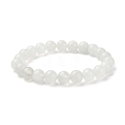 Natural Quartz Crystal Round Beaded Stretch Bracelets BJEW-TA00278-1