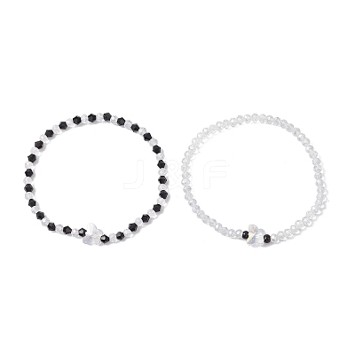 2Pcs Glass Beads Stretch Bracelets for Women BJEW-JB11395-1