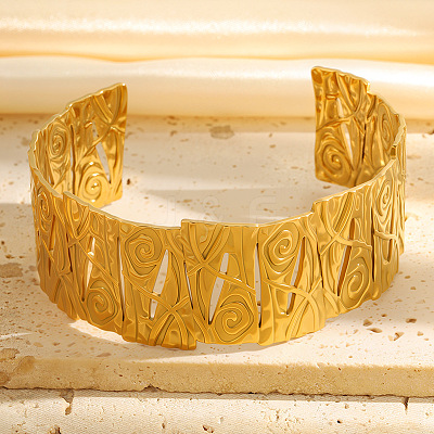 Textured 304 Stainless Steel Cuff Bangles WG07403-01-1