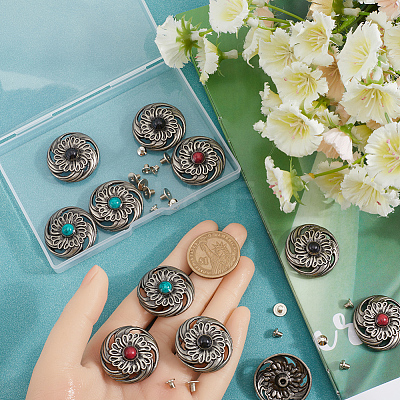 12 Sets 3 Colors Alloy Decorative Rivets FIND-GF0006-34-1