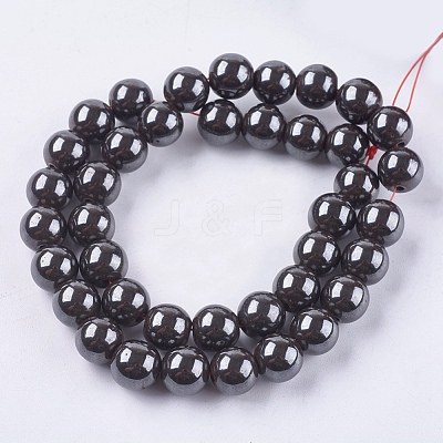 Magnetic Synthetic Hematite Beads Strands X-G-Q893-10mm-1