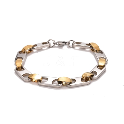 PVD Vacuum Plating 201 Stainless Steel Oval Link Chain Bracelets STAS-E160-04GP-1