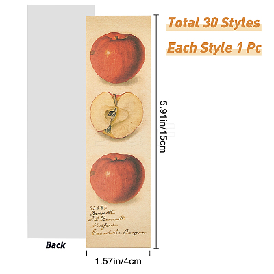 Fruit Pattern Paper Bookmarks for Office School AJEW-GF0004-40C-1