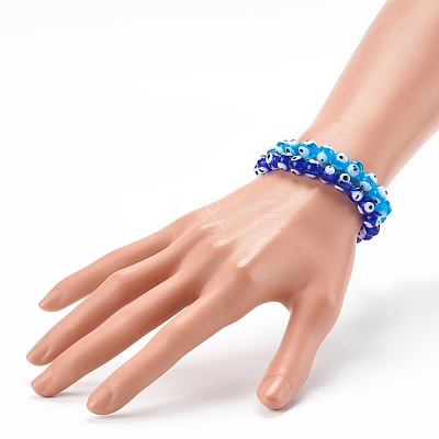 Handmade Evil Eye Lampwork Beaded Stretch Bracelets Sets BJEW-JB06218-1