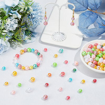 400Pcs 2 Styles Plating Eco-Friendly Poly Styrene Acrylic Beads OACR-PA0001-68-1