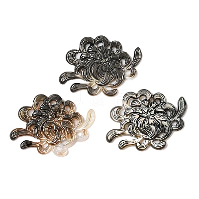Natural Black Lip Shell Carved Cabochons SSHEL-C012-24A-1