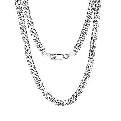 925 Sterling Silver Cuban Link Chain Necklace NJEW-I124-001-A-1