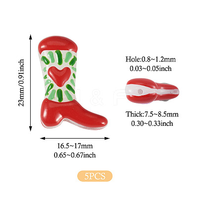 5Pcs Boot Baking Paint Glass Enamel  Beads LAMP-TADJ0001-08C-1