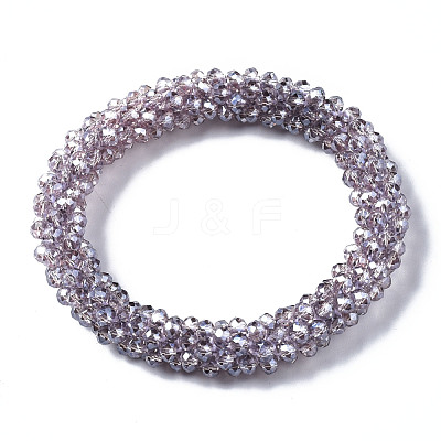 Faceted Transparent Glass Beads Stretch Bracelets BJEW-S144-002B-04-1
