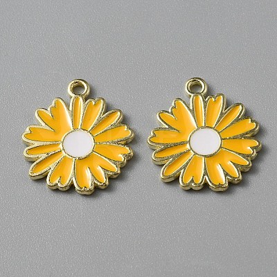 Light Gold Plated Alloy Enamel Pendants ENAM-WH0001-36LG-02-1