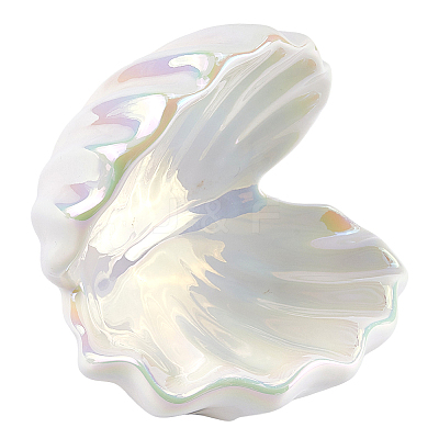 Shell Shape Porcelain Jewelry Plate AJEW-WH20080-08A-1