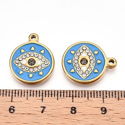 304 Stainless Steel Enamel Rhinestone Pendants STAS-T064-50A-1