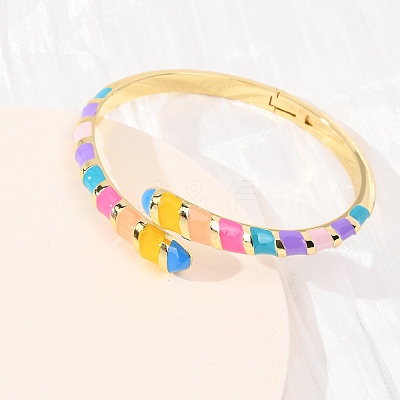 Snake Brass Enamel Cuff Bangles BJEW-A163-01G-05-1
