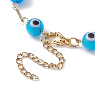 Lampwork Evil Eye Link Chain Bracelets BJEW-JB10045-02-1