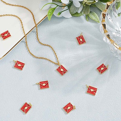 10Pcs Rack Plating Brass Enamel Pendants KK-BBC0020-60G-02-1