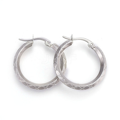 Tarnish Resistant 304 Stainless Steel Hoop Earrings EJEW-L215-38P-1