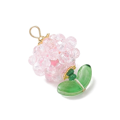 Flower Glass Pendants PALLOY-MZ00805-02-1