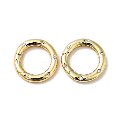 Brass Pave Clear Cubic Zirconia Spring Gate Rings KK-J301-15G-1