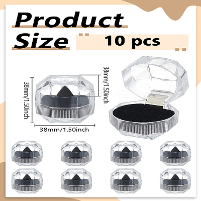 10Pcs Transparent Plastic Ring Boxes OBOX-LP0001-03-1
