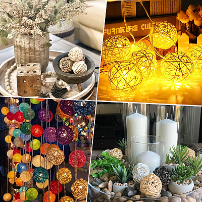 15Pcs 3 Colors Wicker Rattan Balls AJEW-SC0004-25B-1
