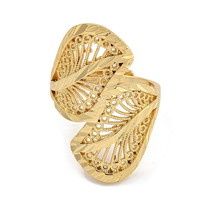 Brass Open Cuff Rings RJEW-P127-01G-1