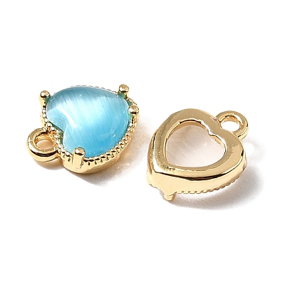Heart Brass Charms KK-D024-02G-1