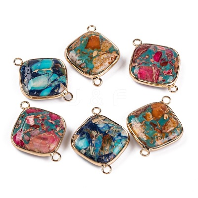Dyed Natural Imperial Jasper Connector Charms G-B083-06G-1