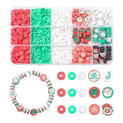 9 Style Christmas Handmade Polymer Clay Beads CLAY-YW0001-91-1