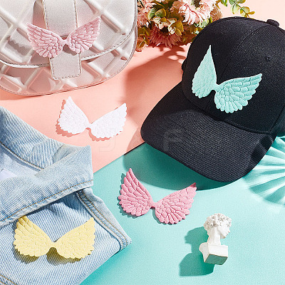 AHADEMAKER 50Pcs 5 Colors Cloth Embossed Wing Ornament Accessories FIND-GA0002-54-1