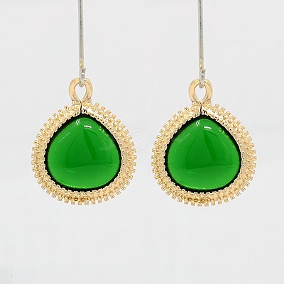 Real 18K Gold Plated Brass Glass Pendants GLAA-J043-01G-1
