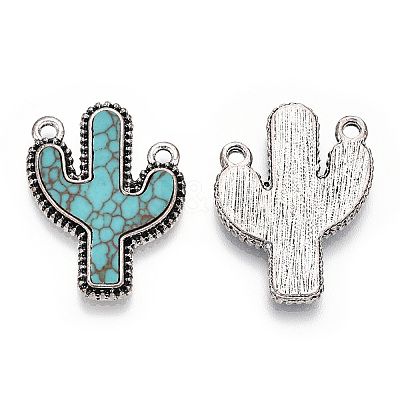Alloy Pendants with Synthetic Turquoise PALLOY-TADZ0001-02AS-1