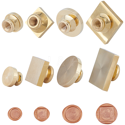 4Pcs 4 Styles Brass Blank Stamp Heads DIY-CP0009-48-1