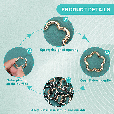 18Pcs 6 Colors Alloy Spring Gate Rings FIND-SC0019-01-1