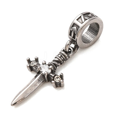 316 Surgical Stainless Steel & Rhinestone European Dangle Charms SA-CBA7555-17AS-02-1