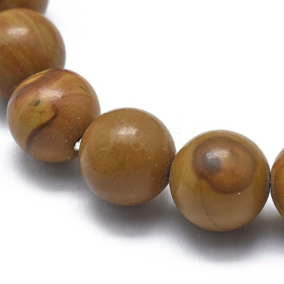 Natural Wood Lace Stone Bead Stretch Bracelets X-BJEW-K212-A-041-1