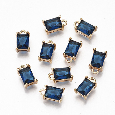 Brass Glass Rhinestone Pendants GLAA-S179-21A-RS-1